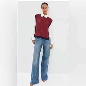 Alix of Bohemia Oona Crochet Top Women's Size Small Knit Mulberry Red